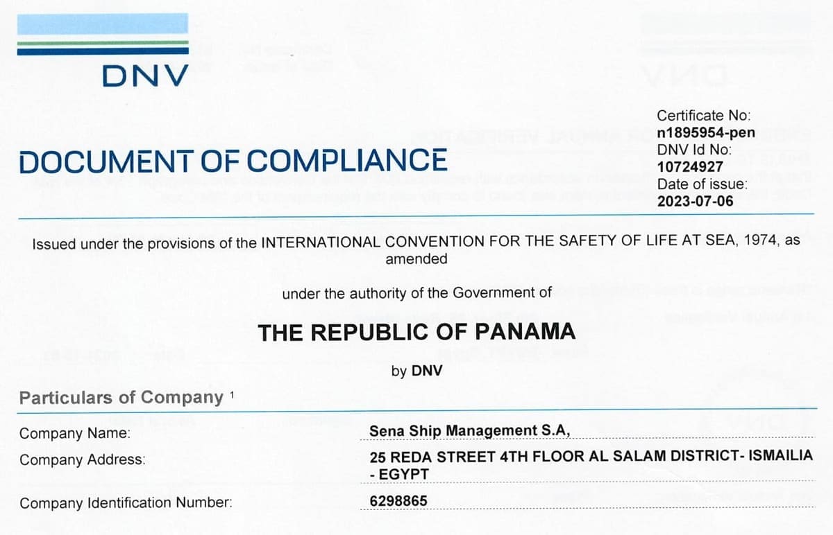 Document of Compliance